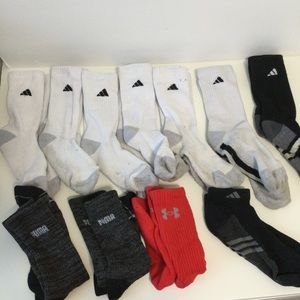Boys ADIDAS crew socks L XL lot bundle Puma Under Armour sports active youth kid